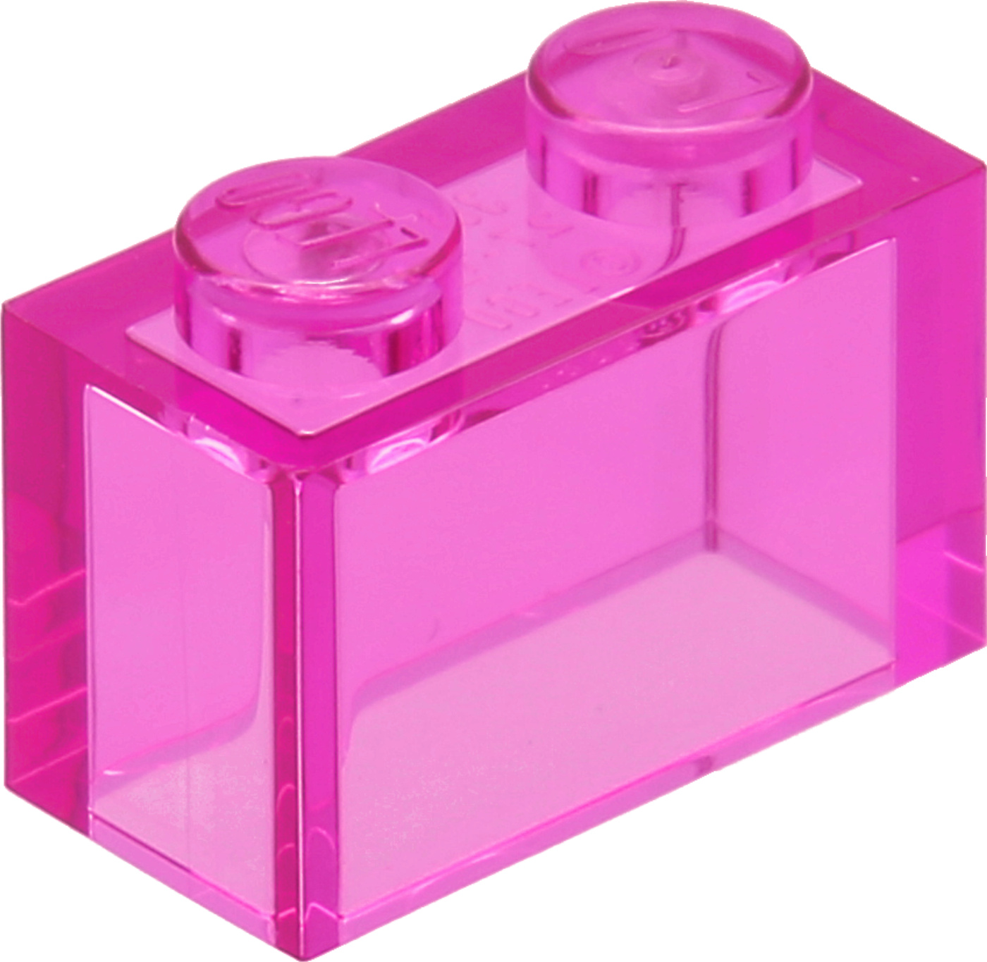 Lego® 1x2 kocky 3065 - 1 kus priehľadný tmavoružový