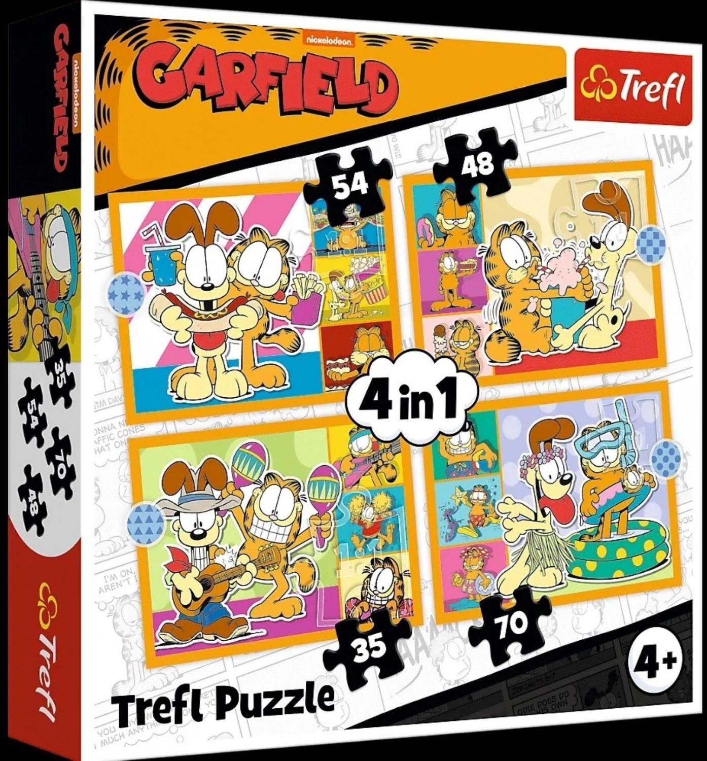 TREFL Puzzle Garfield liebt Lasagne 4in1 ( 35,48.54,70 Stü ck) 34673