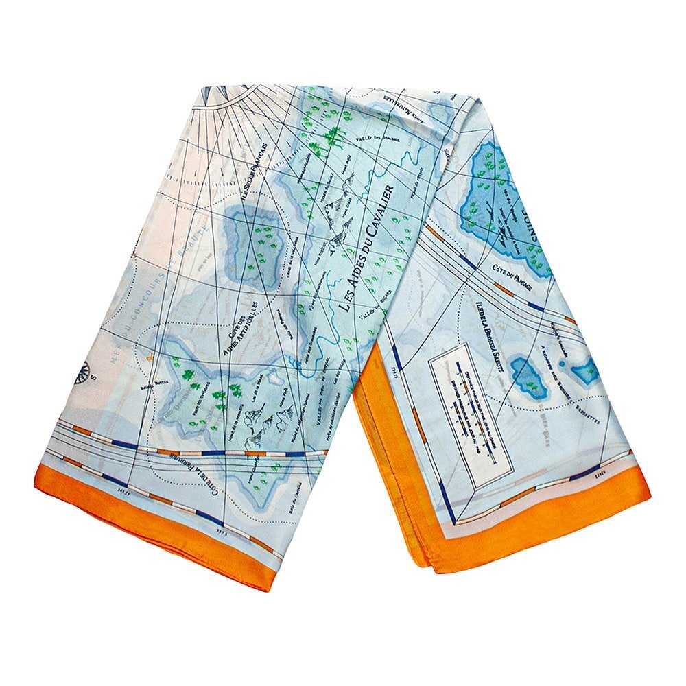 JTI GmbH Schal mit Landkartenmotiv - Blau und Orange, Nr. 28