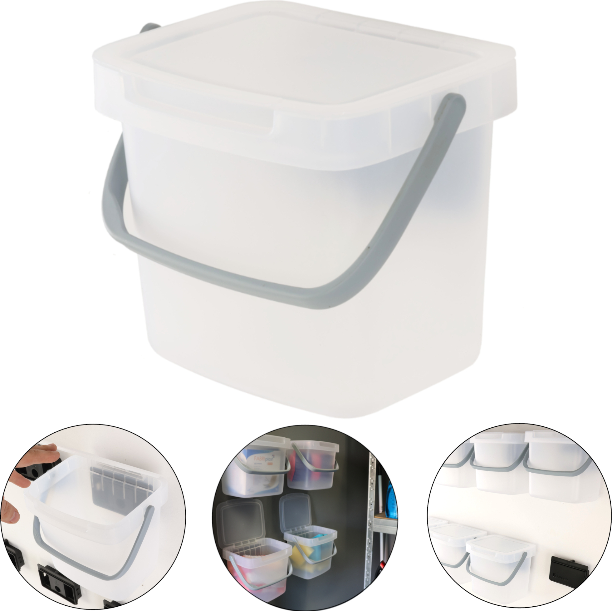 botle Organisationsbox Orgaisationscontainer Aufbewahrungsbox 19x15x17 cm 3 L transparent hängend Organisation Raum Sortieren Lagern Reinigung Hauswirtschaftsräume Reinigungsprodukte