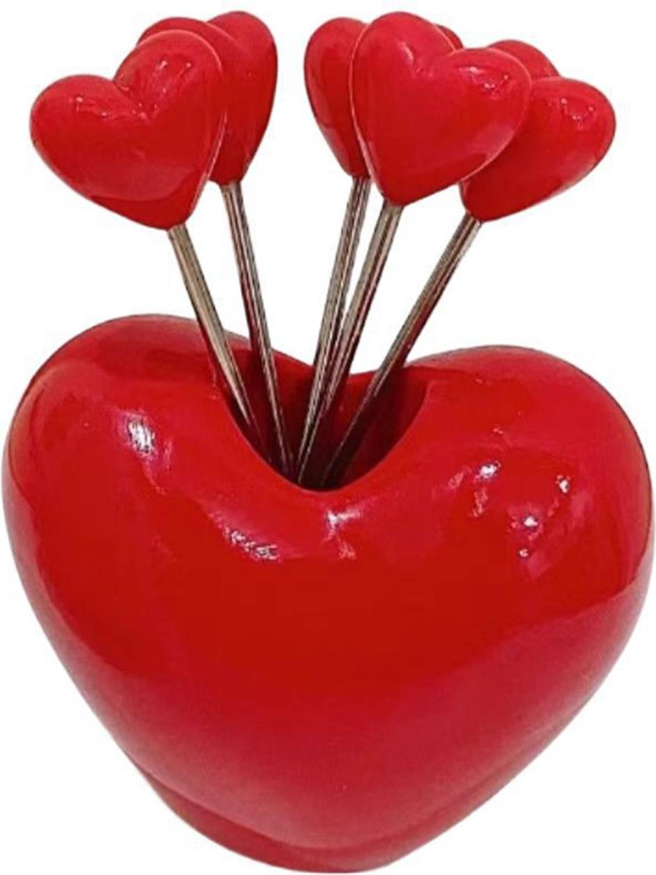 Hdvery 5/10-teiliges herzförmiges Obstgabel-Set, Dessert-Kuchen-Vorspeisen-Picks mit Liebeshalter, wiederverwendbare Küchenutensilien 4436935@Hdvery