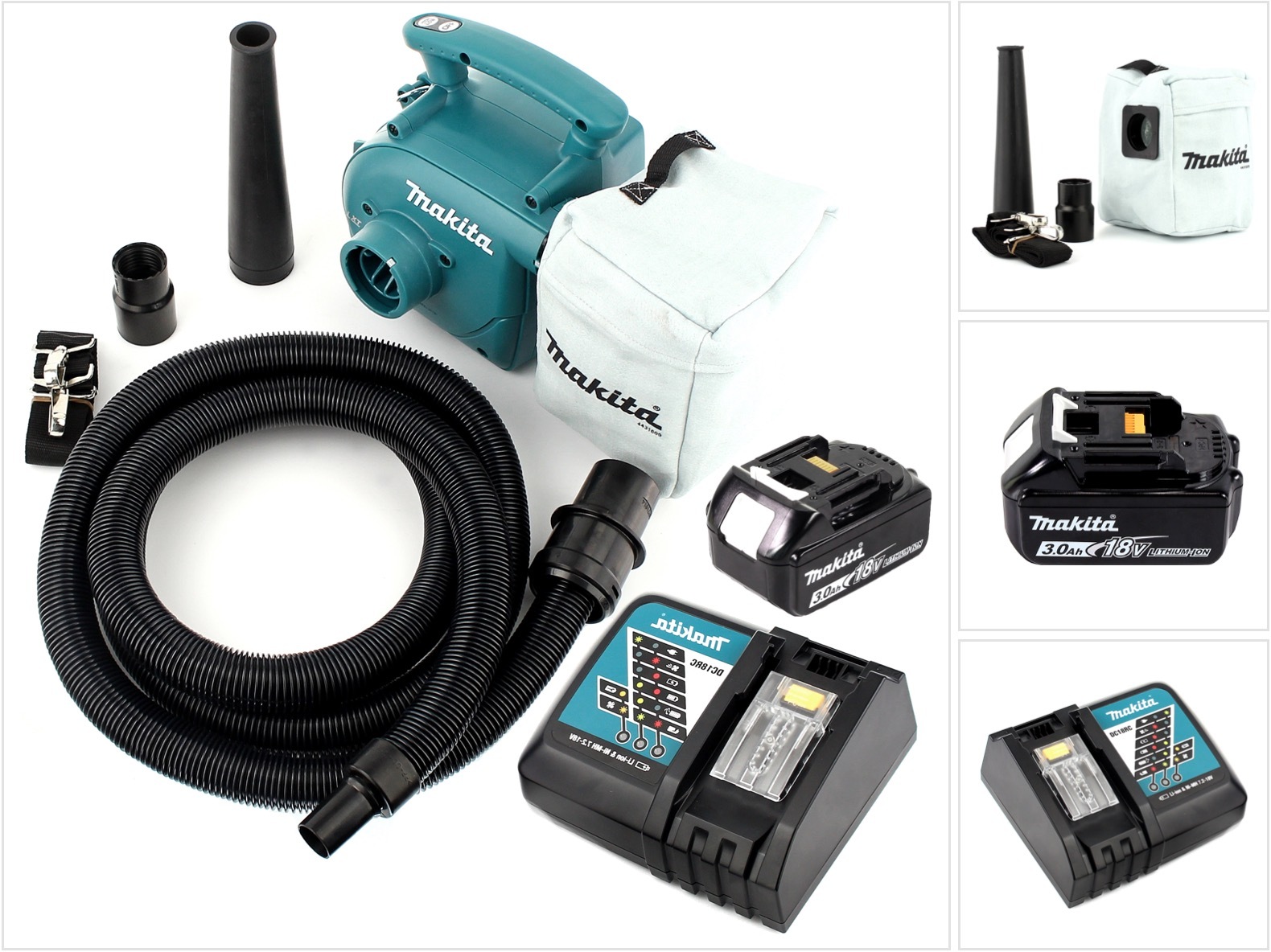 Akumulátorový vysávač Makita DVC 350 RF1 18V + 1x akumulátor 3,0 Ah + nabíjačka