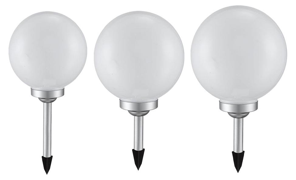 etc-shop 3er Set LED Solar Kugeln in verschiedenen Größen 21471