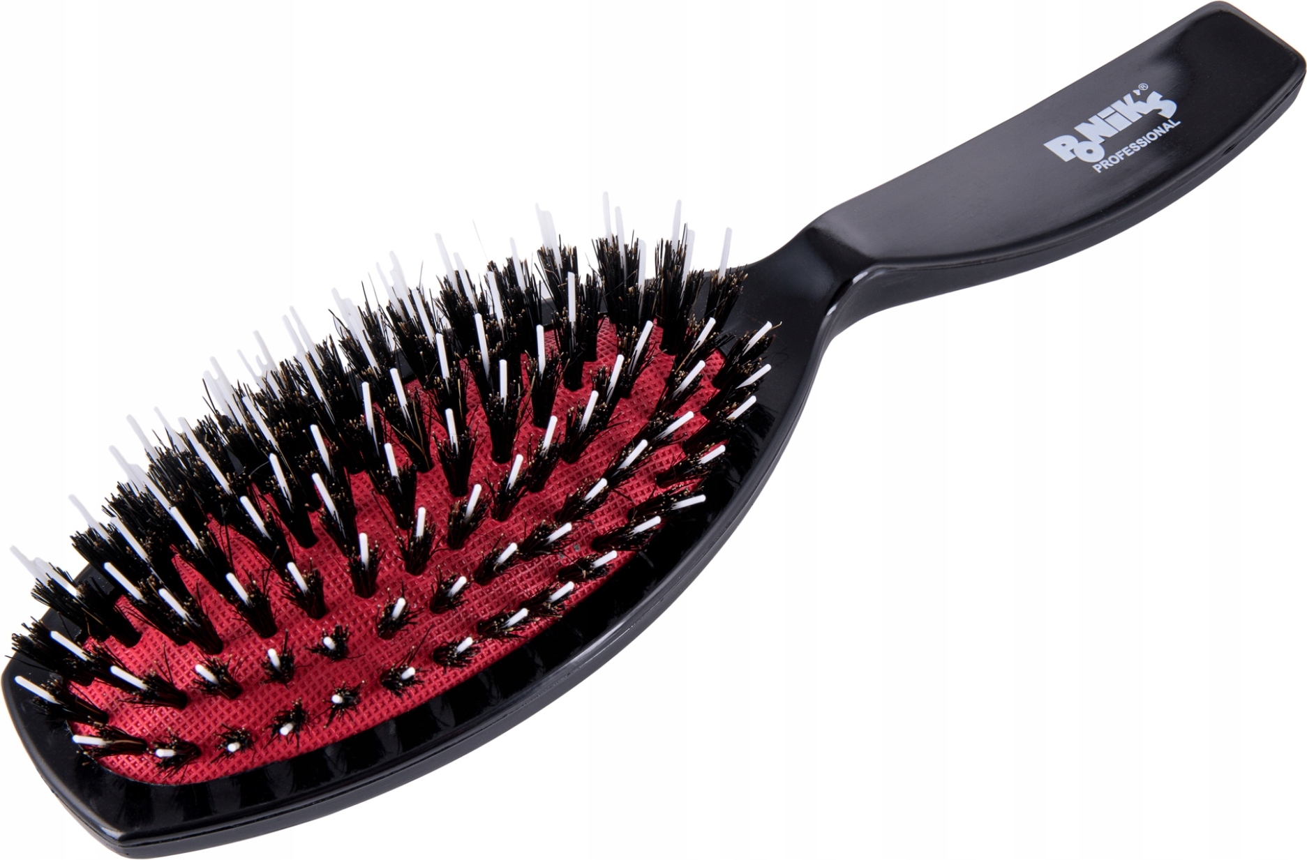 Poniks Ponik's Pneumatische Extensions Bürste, Haarbürste für Extensions mit natürlichen Wildschweinborsten und Nylonnadeln, Schwarz