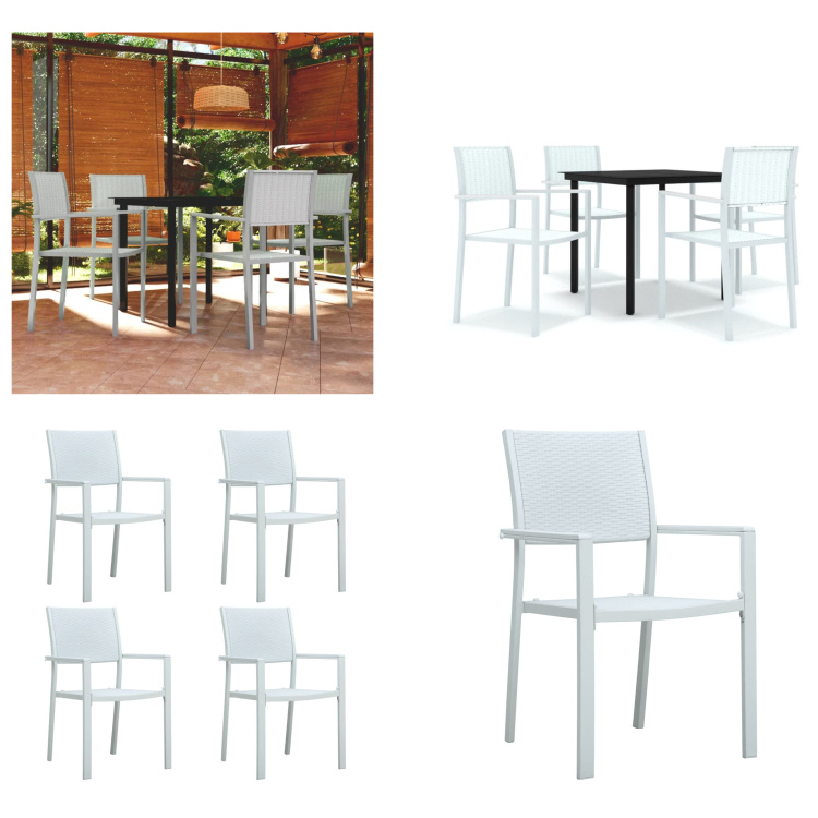 vidaXL 5-dielny záhradný jedálenský set biely - Záhradný jedálenský set - Záhradné jedálenské sety - Jedálenský set - Záhradný nábytok