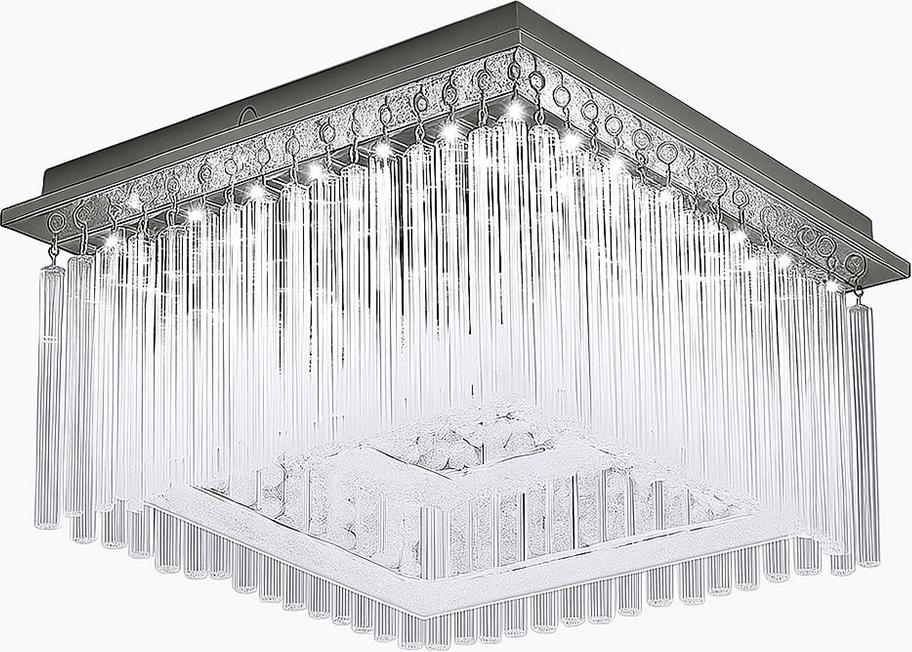 Globo LED Deckenlampe, Chrom, Glasstäbe, Kristalle, klar 129037