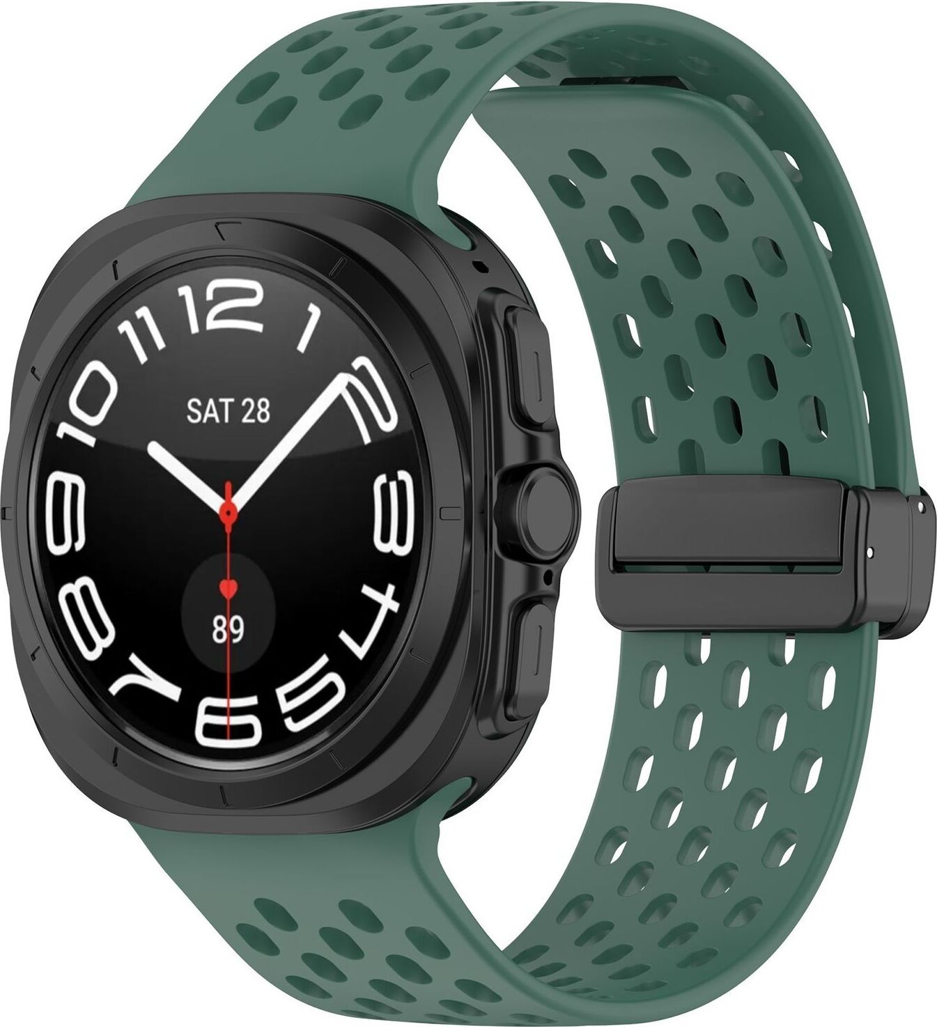 Pre Samsung Galaxy Watch Ultra 47 mm Silikónový dizajn Magnetická pracka Náhradná ručná kapela Tmavo zelená