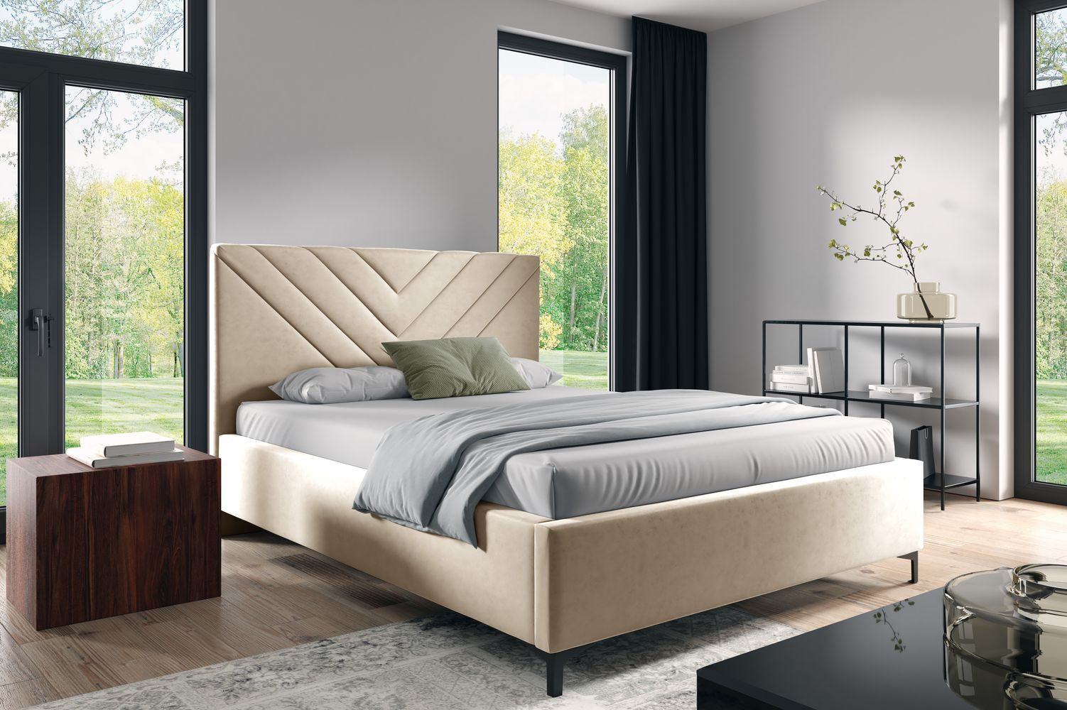 Čalúnená posteľ 120x200 ODETA 9 - svetlo béžová