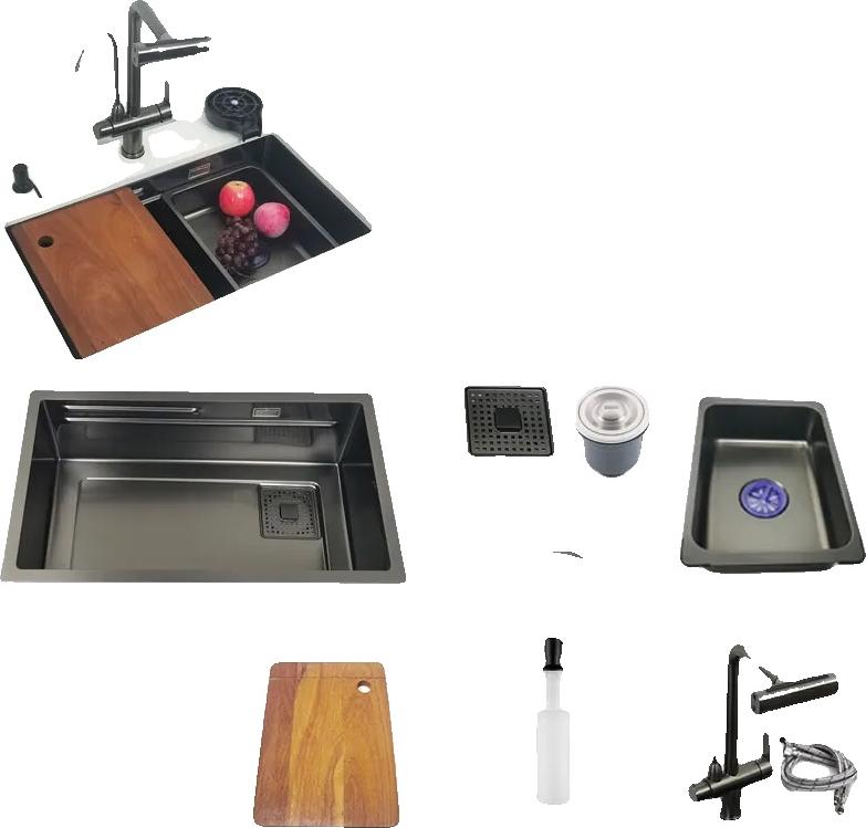 Küchenspüle, Unterbau-Design, langlebiger Edelstahl, 75x40cm E