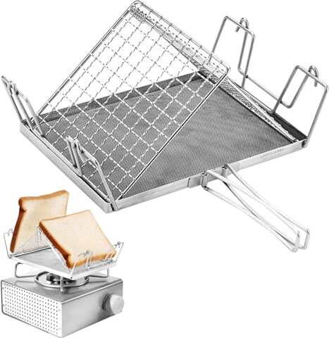 Piashow Camping -Toaster, Campingständer für Toast aus Edelstahl, Klappgas -Toaster, kompakte Campingzubehör - perfekt