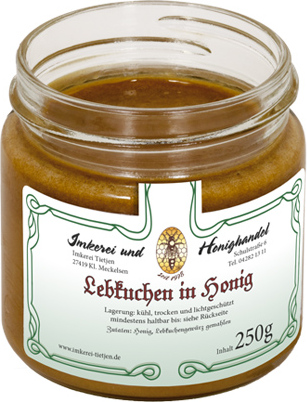 Imkerei Tietjen Lebkuchen in Honig 250g | Honig Kreation mit Lebkuchengewürz | cremig 119A