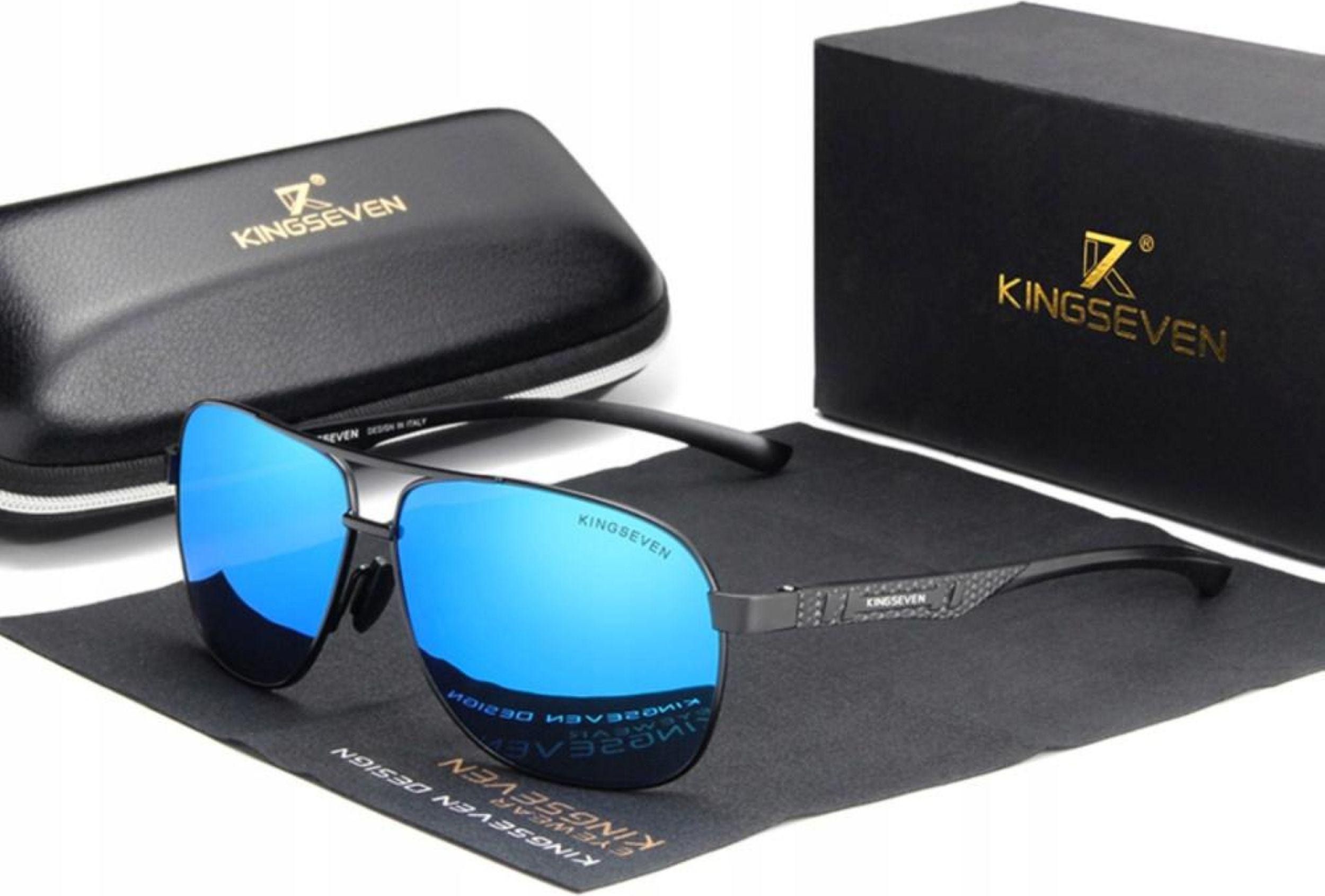 SNM Kingseven - Sonnenbrillen - für Männer - UV400 - Blau Gläser - Pilotenbrille