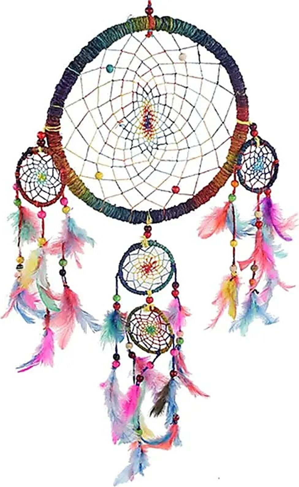 Bahadra Traumfänger Hanf Regenbogen M -- 15x45 cm online bestellen