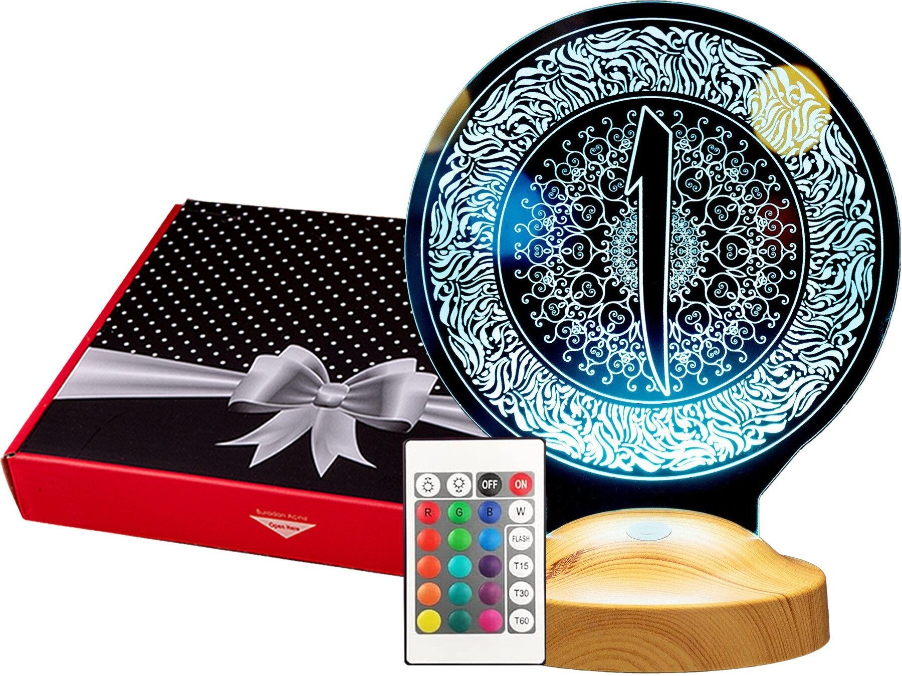 GESCHENKELAMPE 3D LED Nachttischlampe Elif Nachtlicht muslimische Deko Geschenk für Muslimischen Freund GL-LED-Elif
