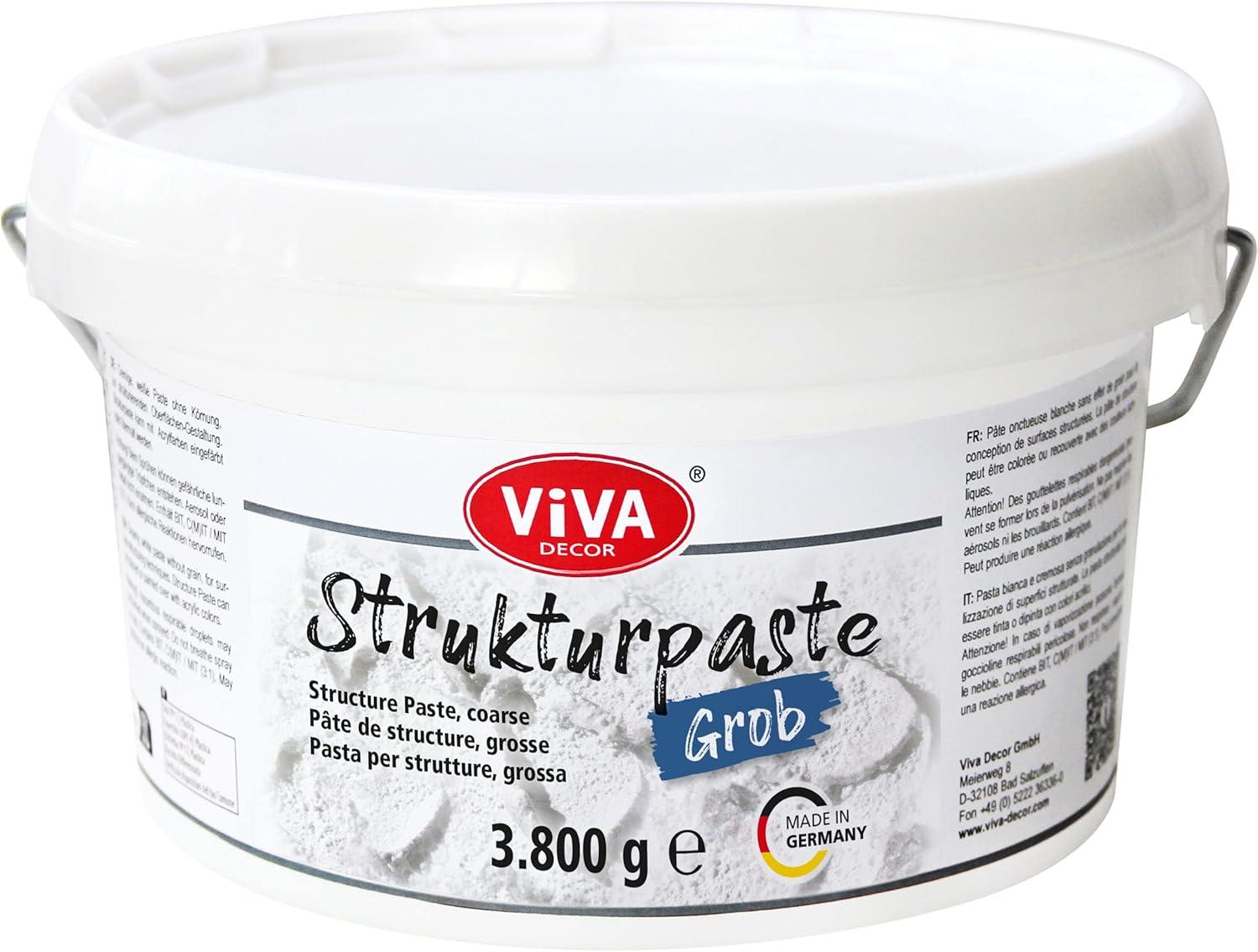 Viva Decor Strukturpaste GROB XXL 3,8 kg | Texture Paste | Struktur-Paste für Acrylmalerei & Leinwand | Spachtelmasse | Impasto Modellierpaste 1175102151