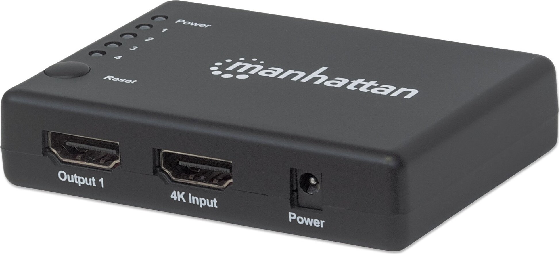 Manhattan HDMI Splitter 4-portový (kompaktný), 4K@30Hz, zobrazuje výstup z x1 zdroja HDMI na x4 HD displeje (rovnaký výstup na štyri displeje)