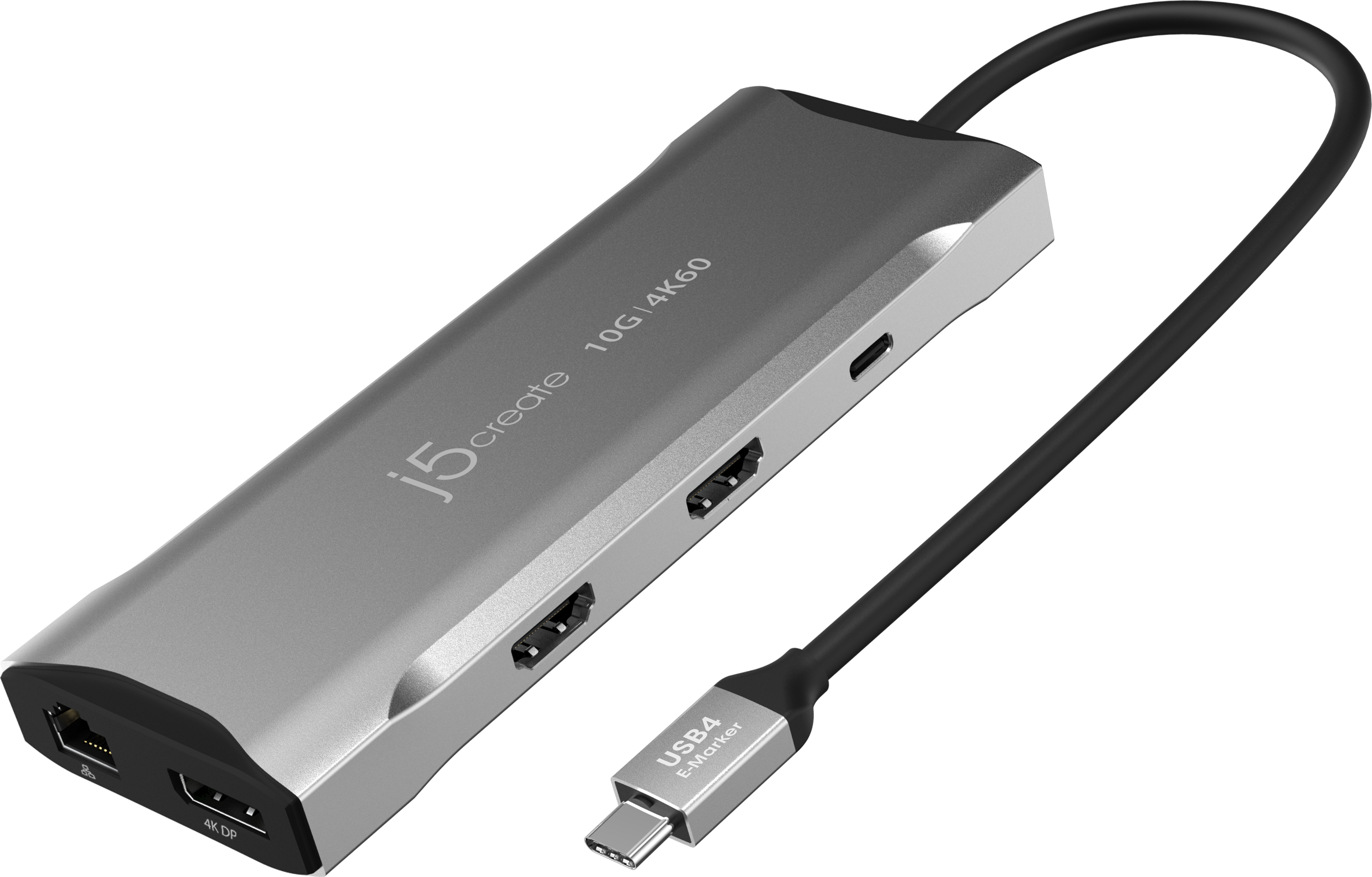 j5create JCD397-N 4K60 Elite USB-C® Multi-Monitor Mini Dock - káblový - USB 3.2 Gen 1 (3.1 Gen 1) Type-C - 100 W - 1.4a - 10,100,1000 Mb/s - sivý (JCD397-N)