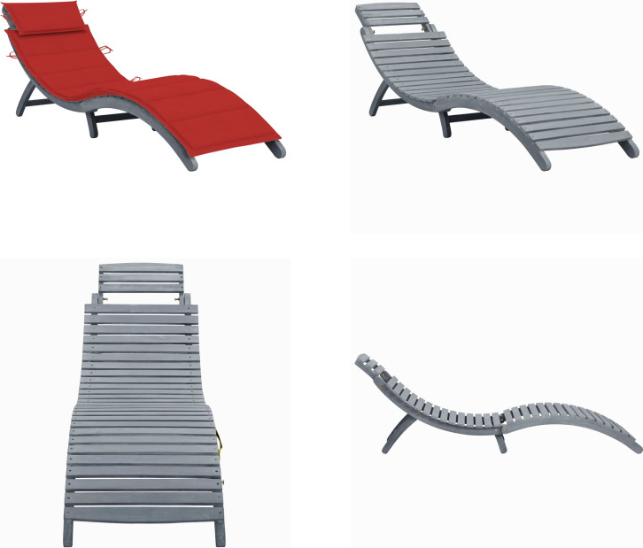 vidaXL Lehátko s vankúšom sivé z masívneho dreva akácie - Lehátko - Lehátko - Ležadlo - Ležadlá