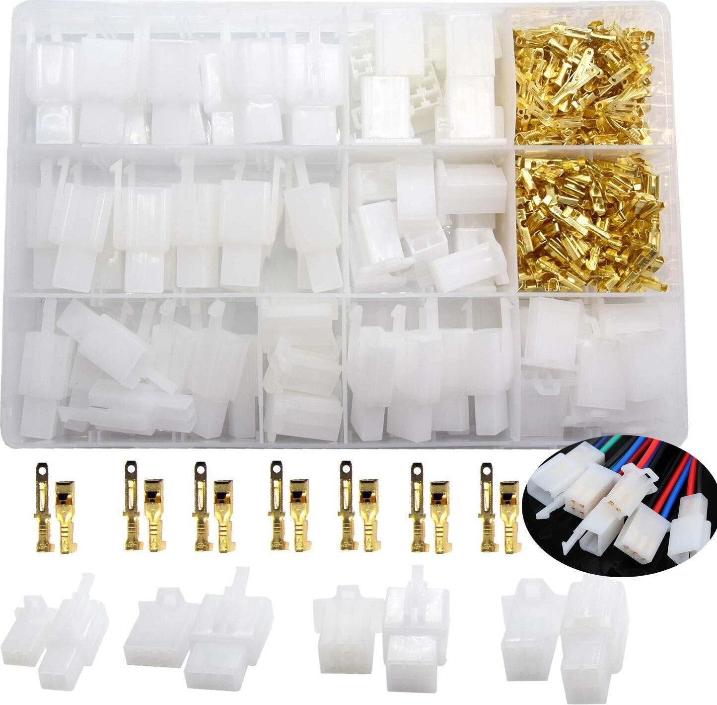 ZREE 380 Stück Flachstecker Gehäuse Set 2/3/4/6 Pin Flachsteckhülsen Kit für Kfz Auto