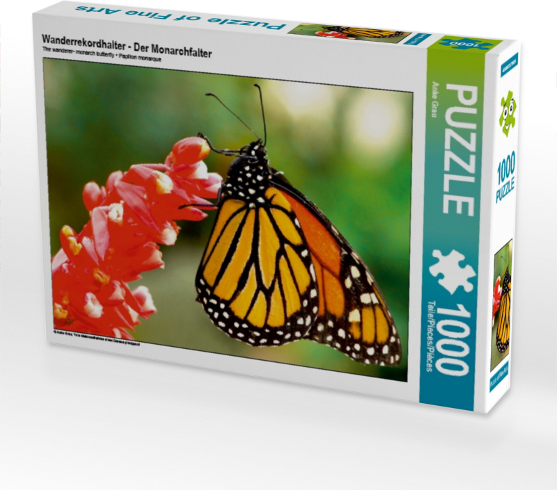 Calvendo Wanderrekordhalter - Der Monarchfalter 1000 Teile Puzzle quer 640x480mm, Grau Anke; 7335718