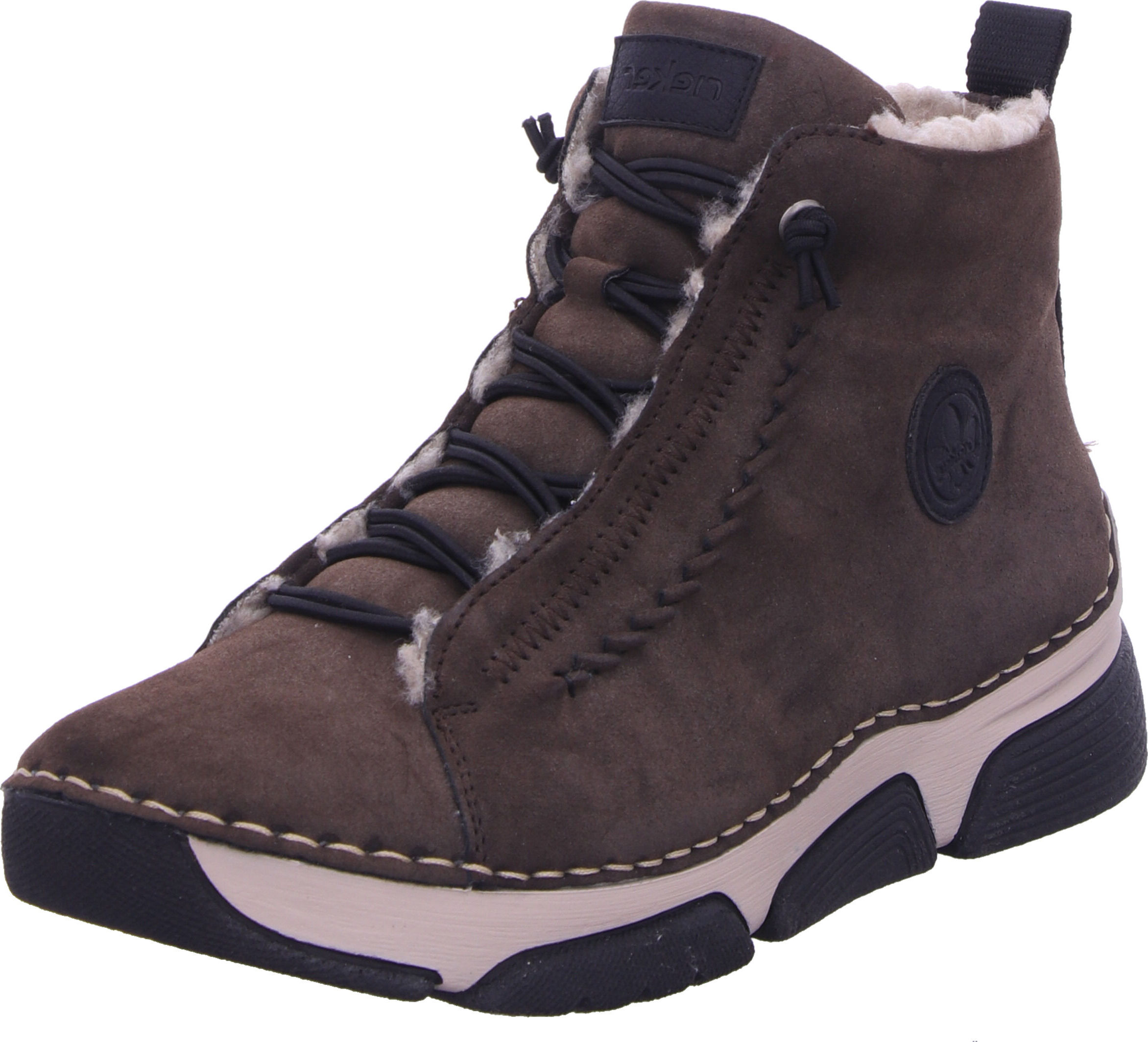 Rieker 44555 Stivali Stringati Donna, Beige, Con Cerniera E Suola Antiurto