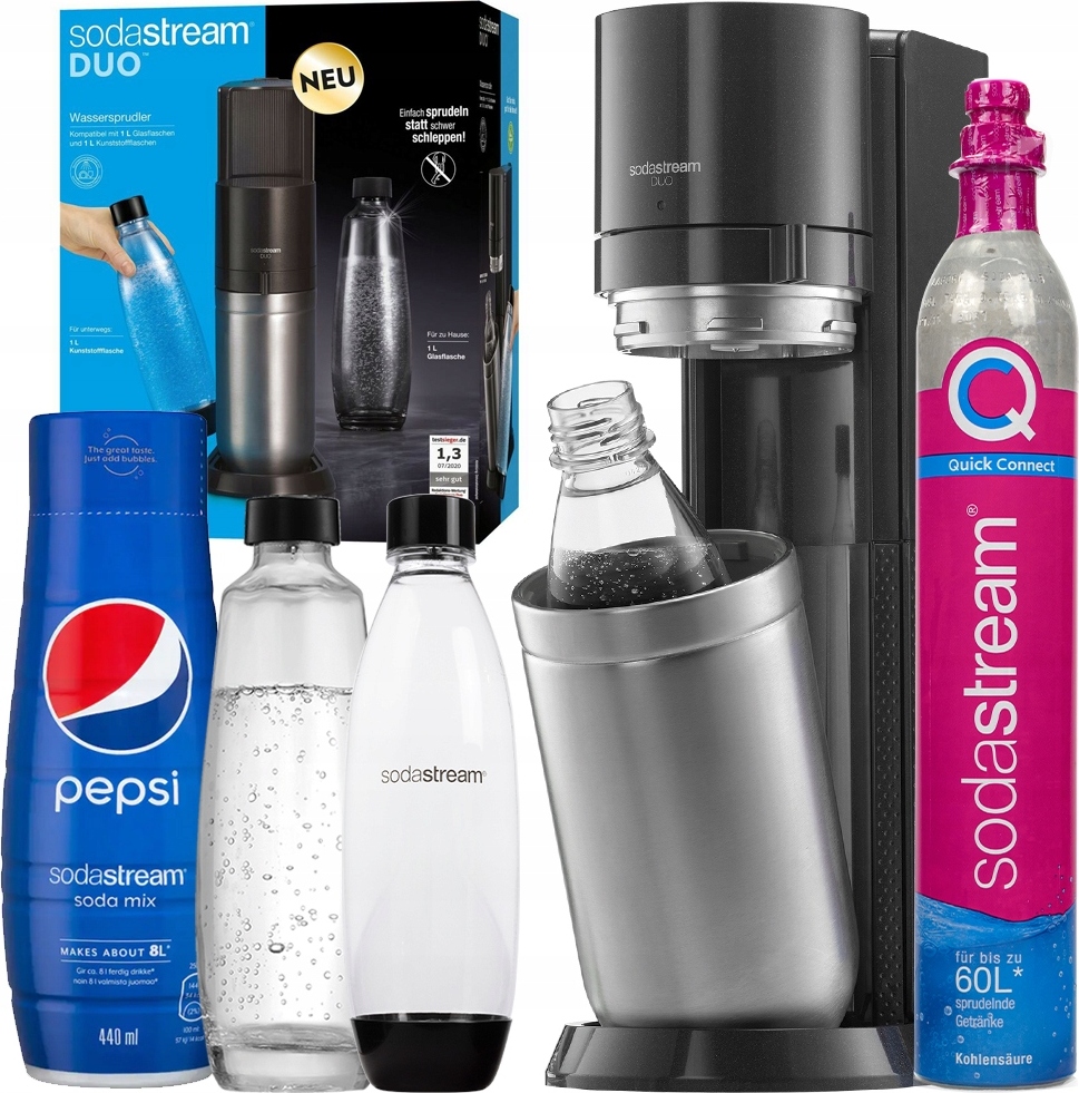 Výrobník sody SodaStream Duo Titan 2 fľaše + Quick Connect kartuša + Pepsi Sirup