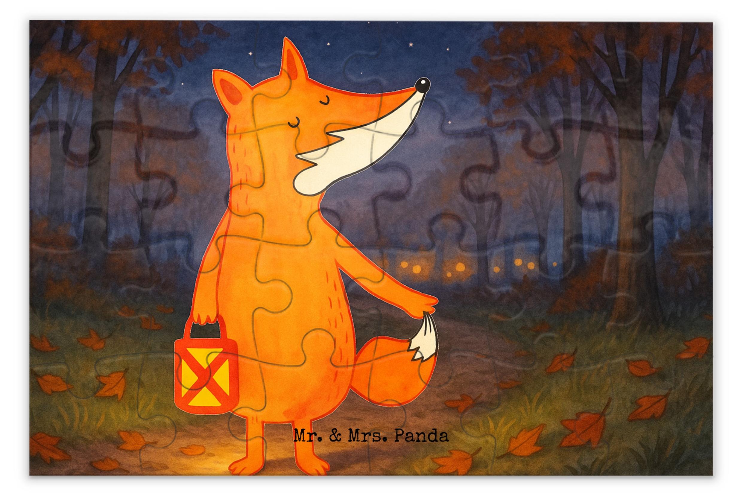 Mr. & Mrs. Panda Puzzle Fuchs Laterne Design 24 Teile - Weiß - Geschenk, Sankt Martin, 300, 1000, Aufmuntern, Selbstbewusst, 1500, Puzzlespiel, 500 PD-1968884-STANDARD