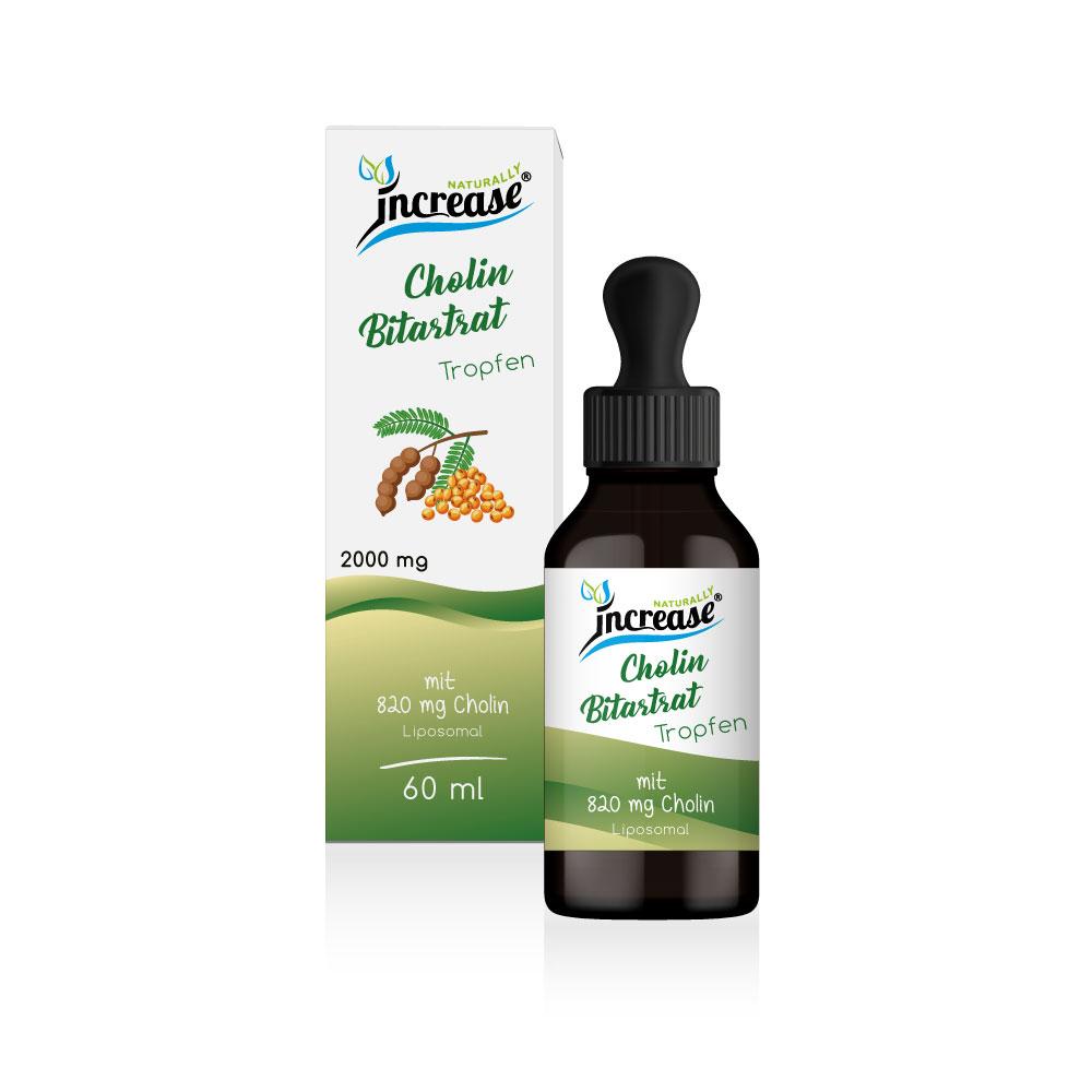 Increase Liposomale Cholin Bitartrat Tropfen hochdosiert - (60.000mg Cholin Bitartrat pro Packung) 2000mg Cholin Bitartrat pro Tagesdosis davon 820mg Cholin