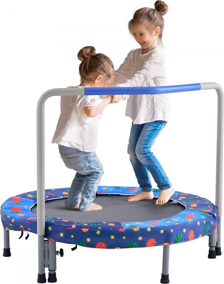 Skladacia trampolína 100 kg - odrazová trampolína 91,44 cm - modrá - vonkajšie fitnes vybavenie - pre deti a dospelých