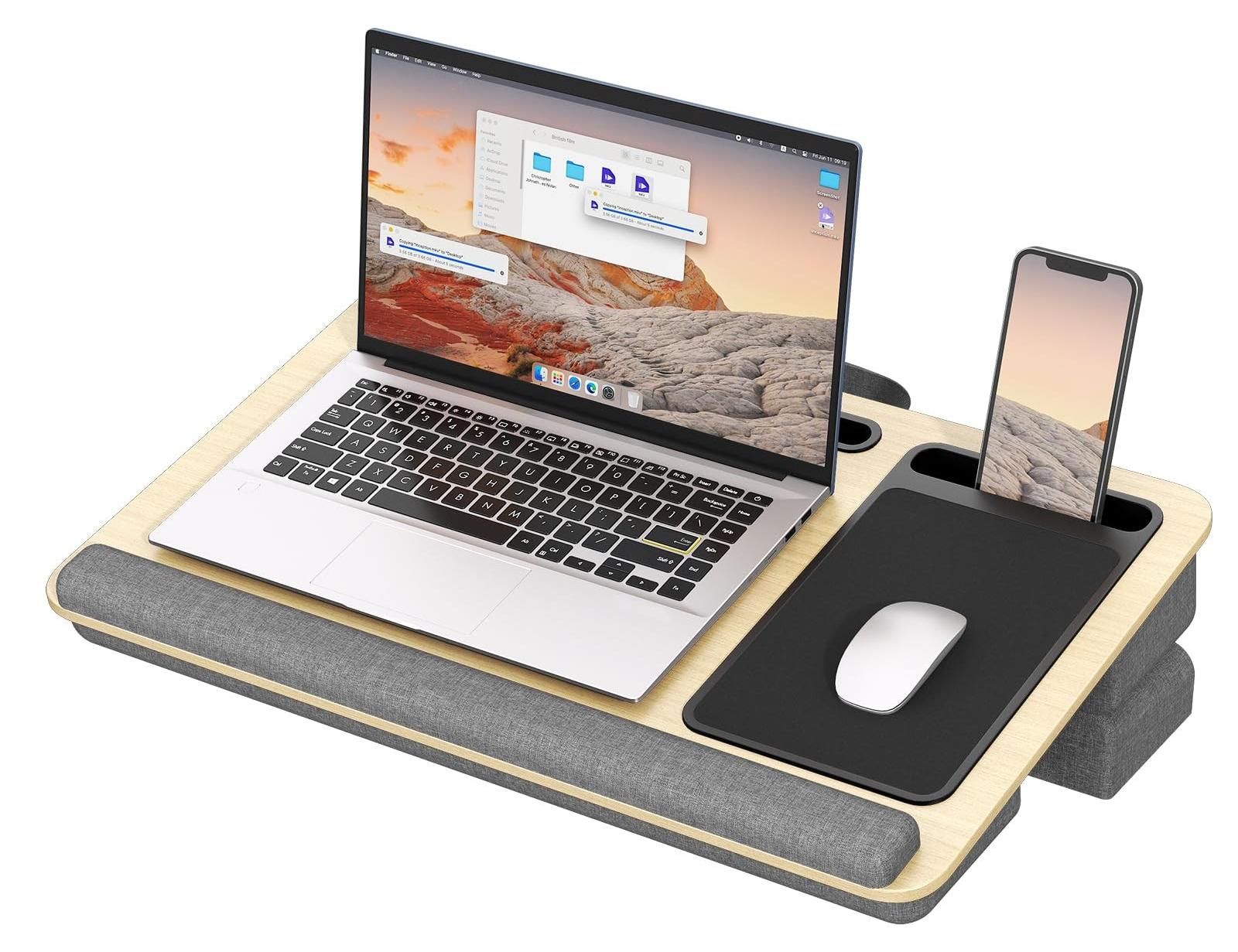 Merkloos Laptopkissen mit Mauspad für Bett und Sofa bis 17,3 Zoll Gelb
