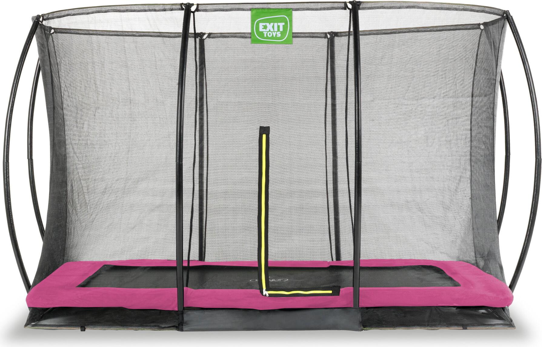 Trampolína EXIT Silhouette 244 x 366 cm, s bezpečnostnou sieťou, trampolína na zem, obdĺžniková, pre deti, ružová