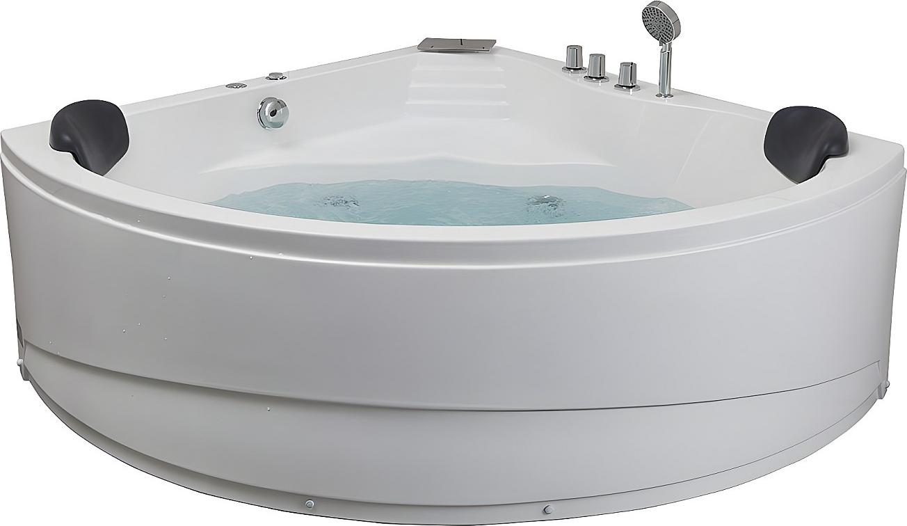 Vente-unique AGLENA Eckbadewanne mit Hydromassage und Kaskadensystem - 2-Personen - 350 l - 150 × 150 × 60 cm (L × B × H)