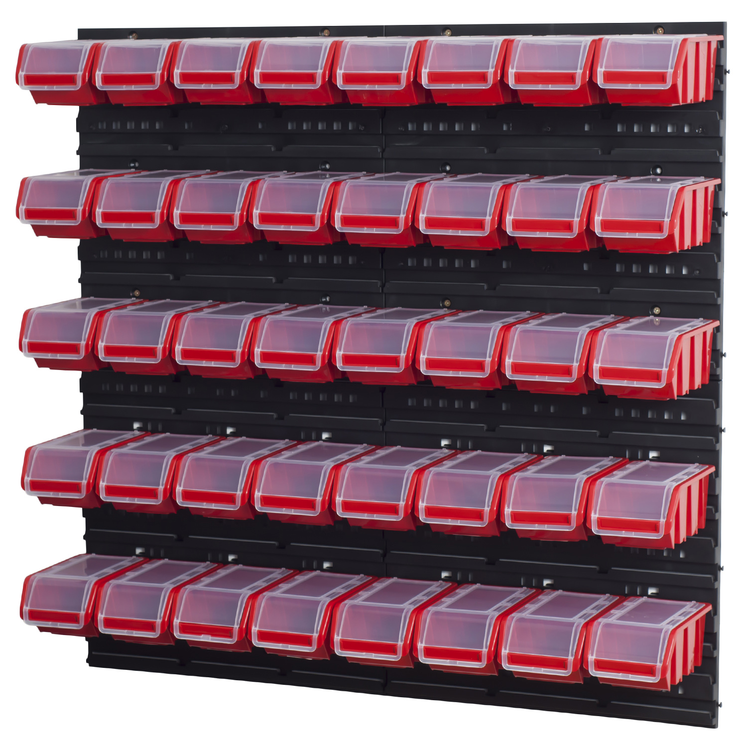 18 mittlere Stapelboxen/Inklusive Befestigungsmaterial/Herausnehmbar & Stapelbar AREBOS Stapelboxen Wandregal 32tlg Lagersystem/Rot-Schwarz 12 große Stapelboxen