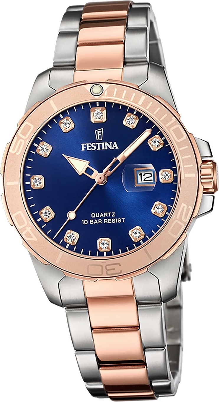 Dámske hodinky Festina z nehrdzavejúcej ocele strieborno-zlaté Festina Boyfriend náramkové hodinky D2UF20505/3
