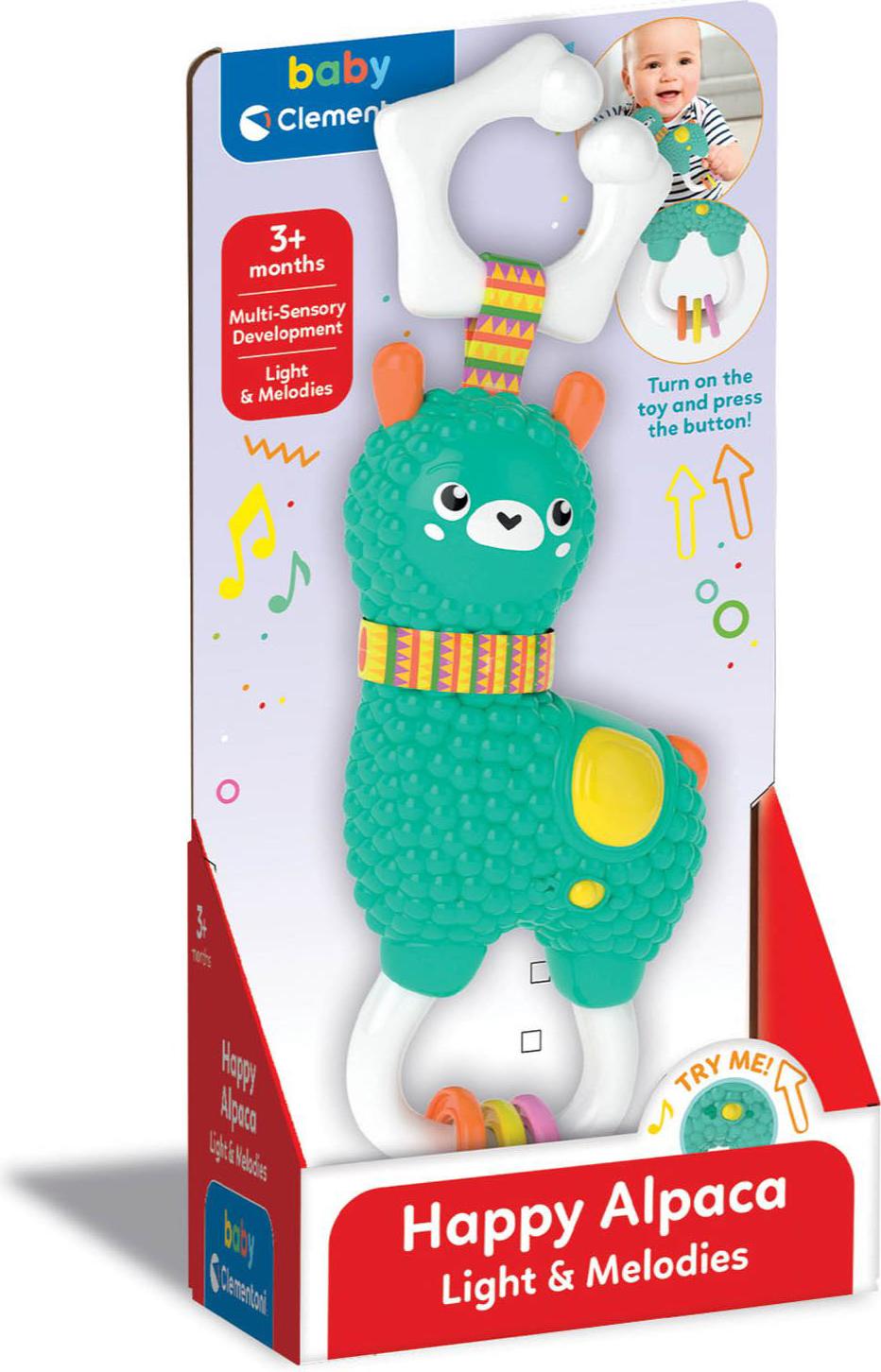 Clementoni Baby elektronische Alpaka-Rassel mit Licht und Sound - Babyspielzeug 17505