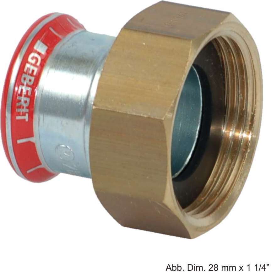 Geberit GE Mapress C-Stahl, Uebergang mit Ueberwurfmutter MS, d22mm x G1, verz., 1 Stk. 25034