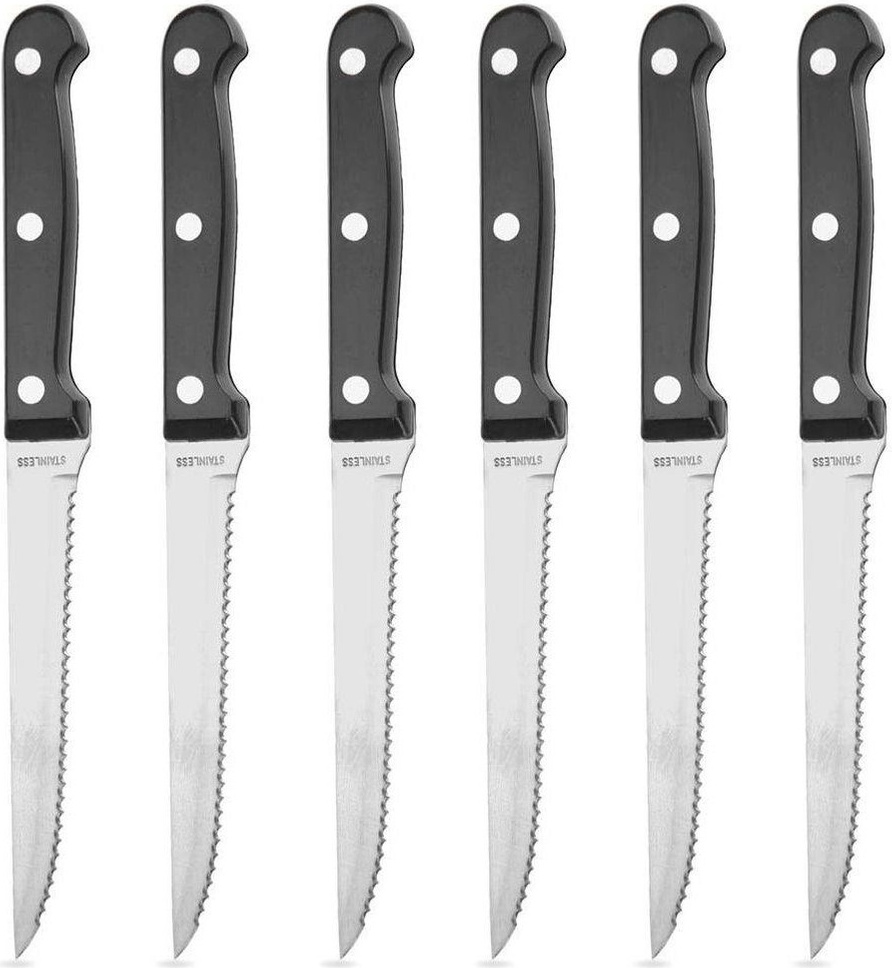 Artemis 6x Wellenschliff-Stahlmesser für Steaks, Burger, Fleisch, Grillen, Messerset