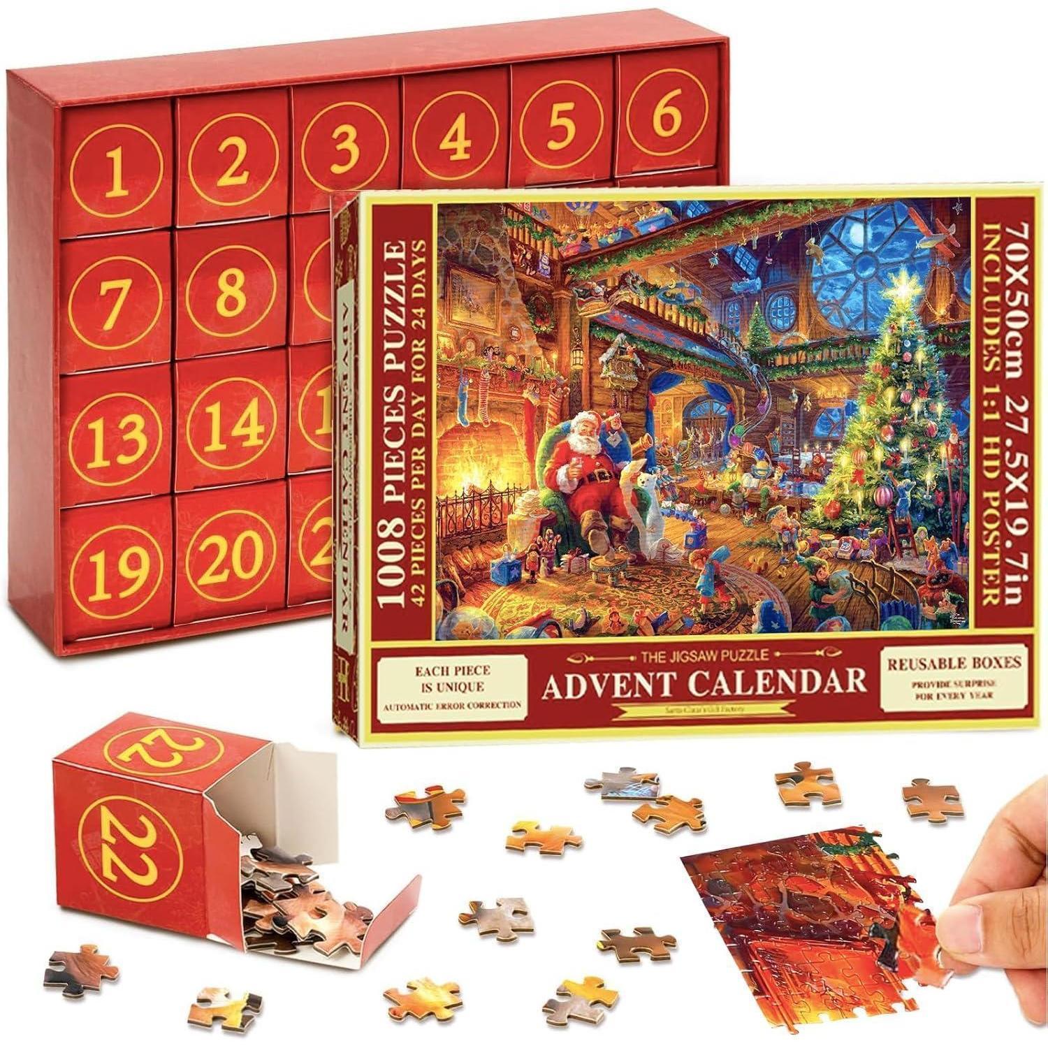 Adventskalender 2024 Weihnachtspuzzle Weihnachtsmann-Weihnachtsbaum