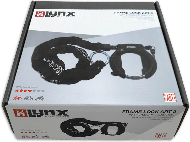 Fahrrad Rahmenschlossset Rahmenschloss + Kette Lynx LAZO ART 2 schwarz 410760