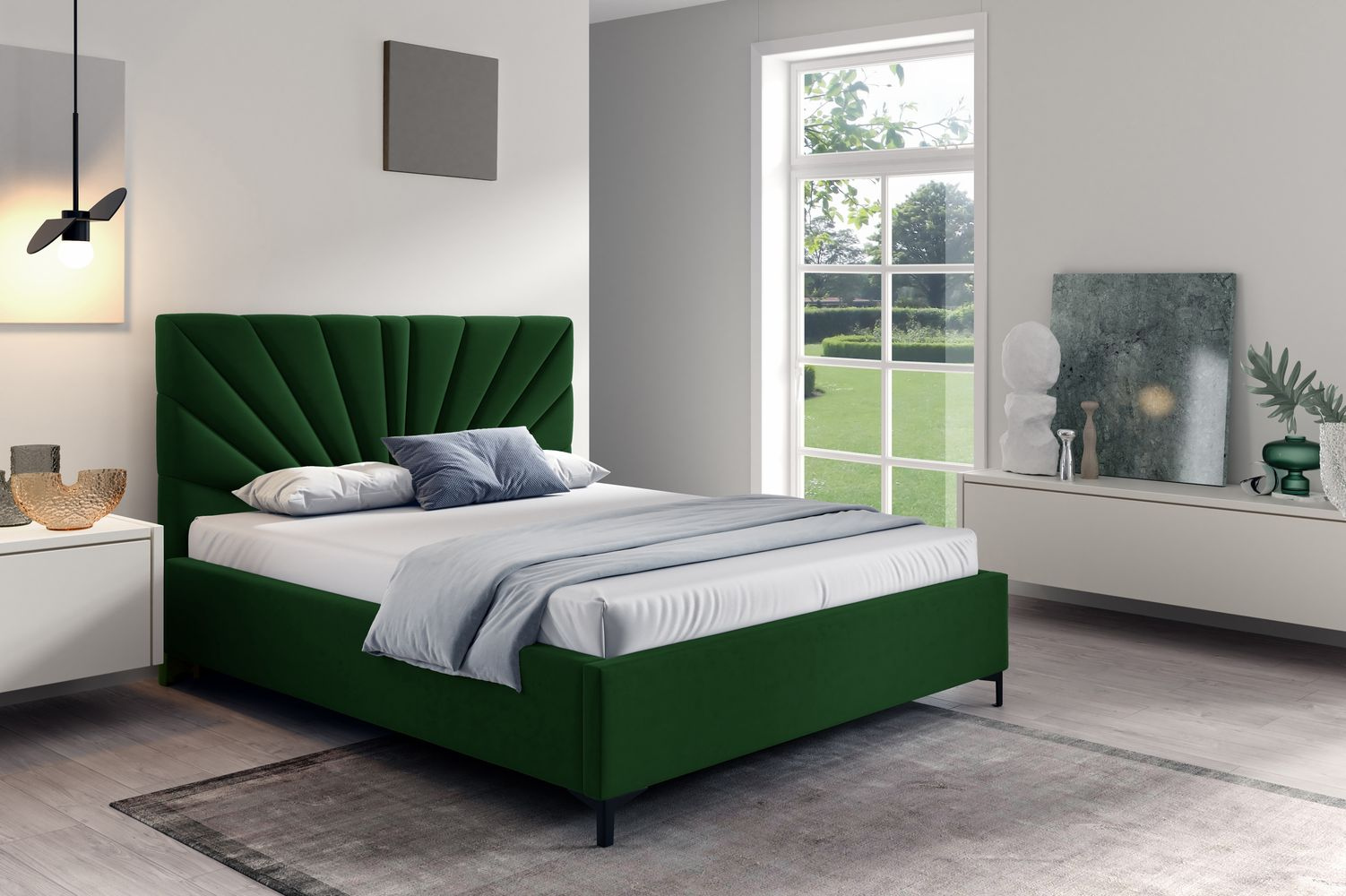Čalúnená posteľ 120x200 ODETA 8 - fľaškovo zelená