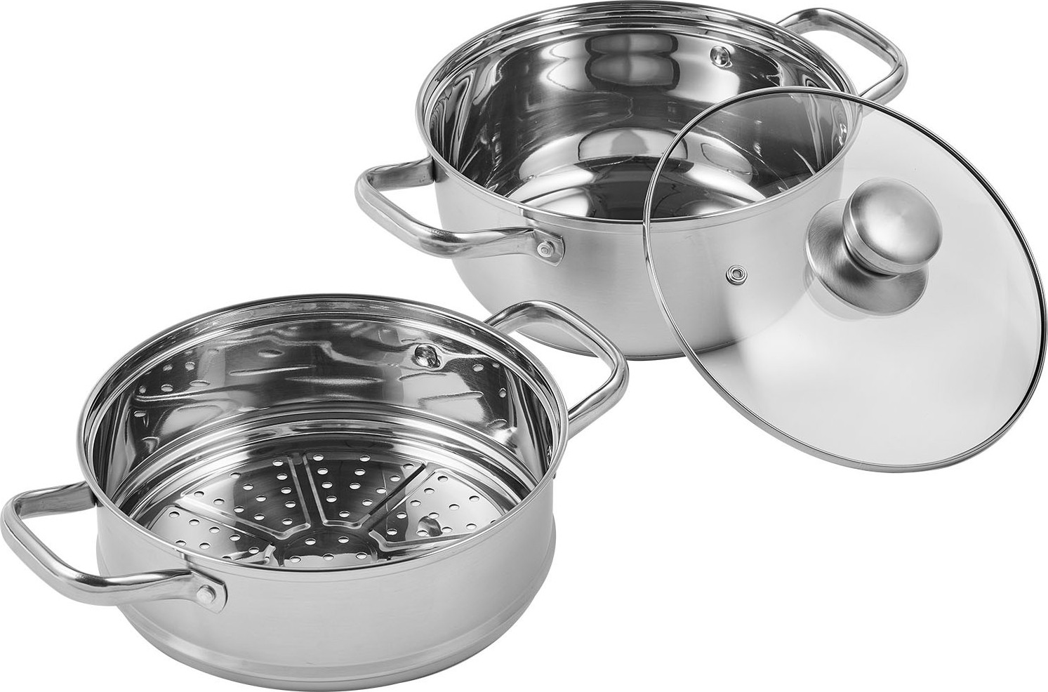 VEVOR 22cm Dampfgarer Topf Edelstahl mit Glasdeckel, 1 Etagen (1x Dampfkochtopf und 1x Suppentopf) Dampfkocher Dampftopf Induktion Gardampftopf Dampfkochtopf Kochtopf für Gemüse, Fisch, Suppe, Knödel ZG-S22