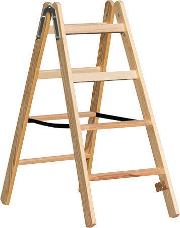 Josef Steiner Holz Stufen Doppelleiter Mod. HST - Sprossenanzahl: 2 x 4, Länge: 1,14 m