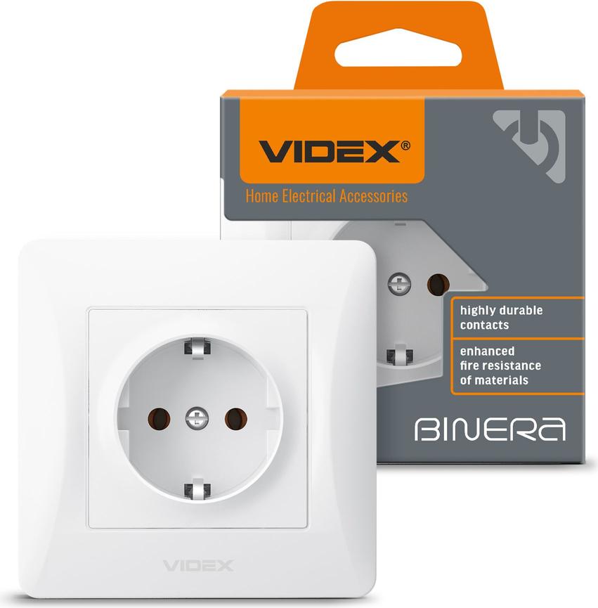 Videx Binera Einzelsteckdose 16A schuko wei flchenbndig