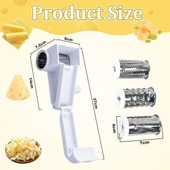 OEM Parmesanreibe Crank Käsereibe Trommelreibe Parmesanmühle Käsereibe mit 3 feinen Edelstahltrommeln Küchenreibe Käsemühle Käsereibe Rotierende Käsereibe für Käse, Gemüse und Obst (14 x 6 x 7,2 cm) 2026