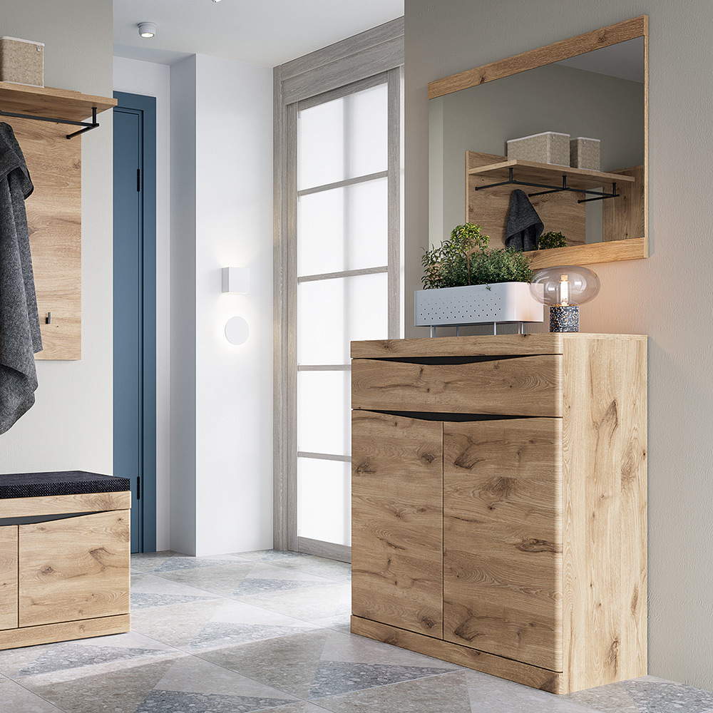 Lomadox Garderoben Set 2-teilig modern in Eiche TRIPOLI-129 LA129-TRIPOLI-129-SET4
