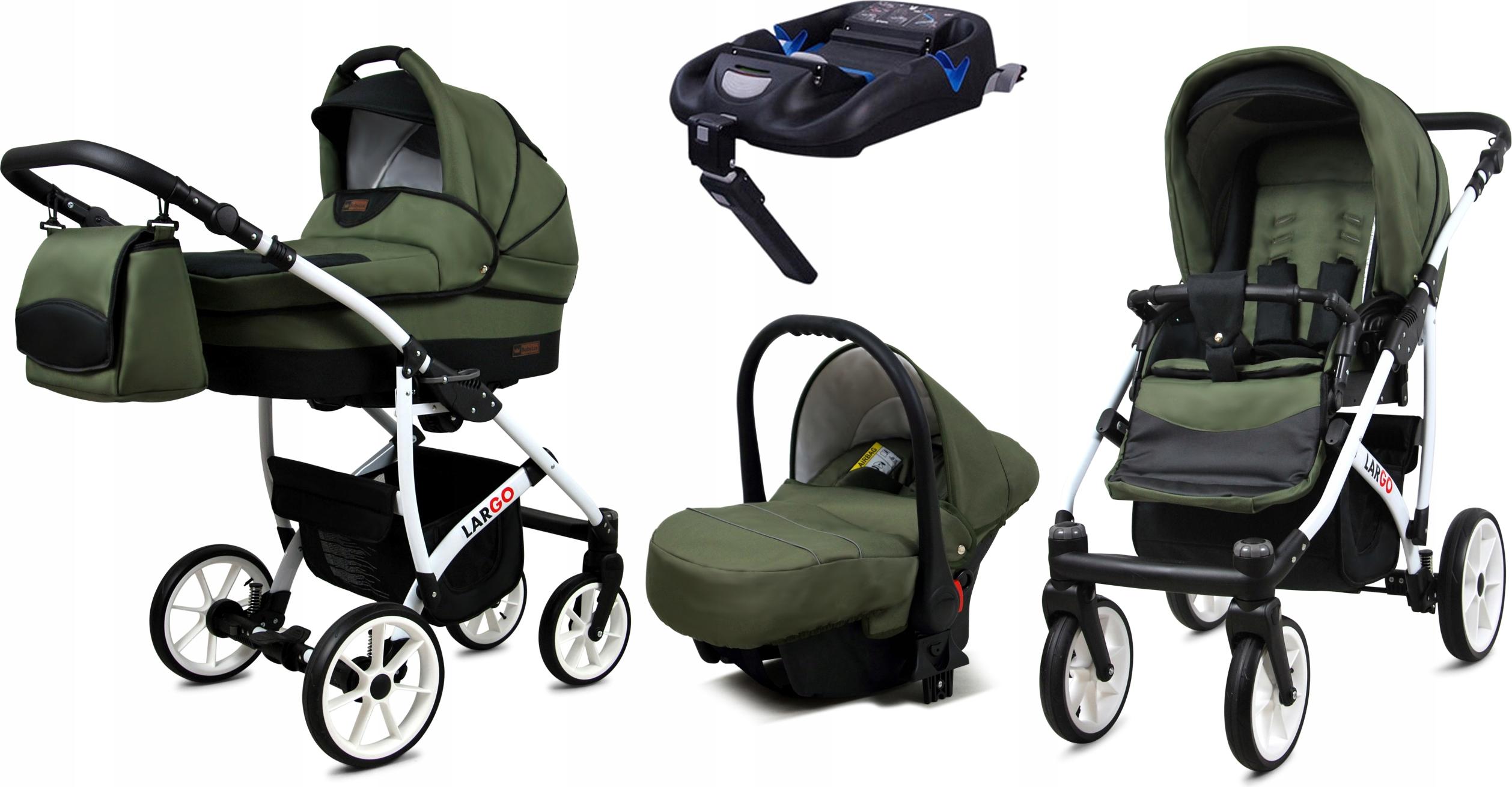 BabyLux Largo | 4in1 Kinderwagen Set | Olive Black | Kombikinderwagen | Kinderwagenset