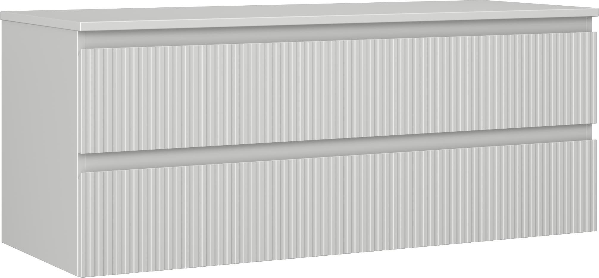 Mexen Rivel 120 cm Unterschrank mit Waschtisch, 2 Schubladen, gerillt, grau matt - 91A20-12047-2-BFFC62