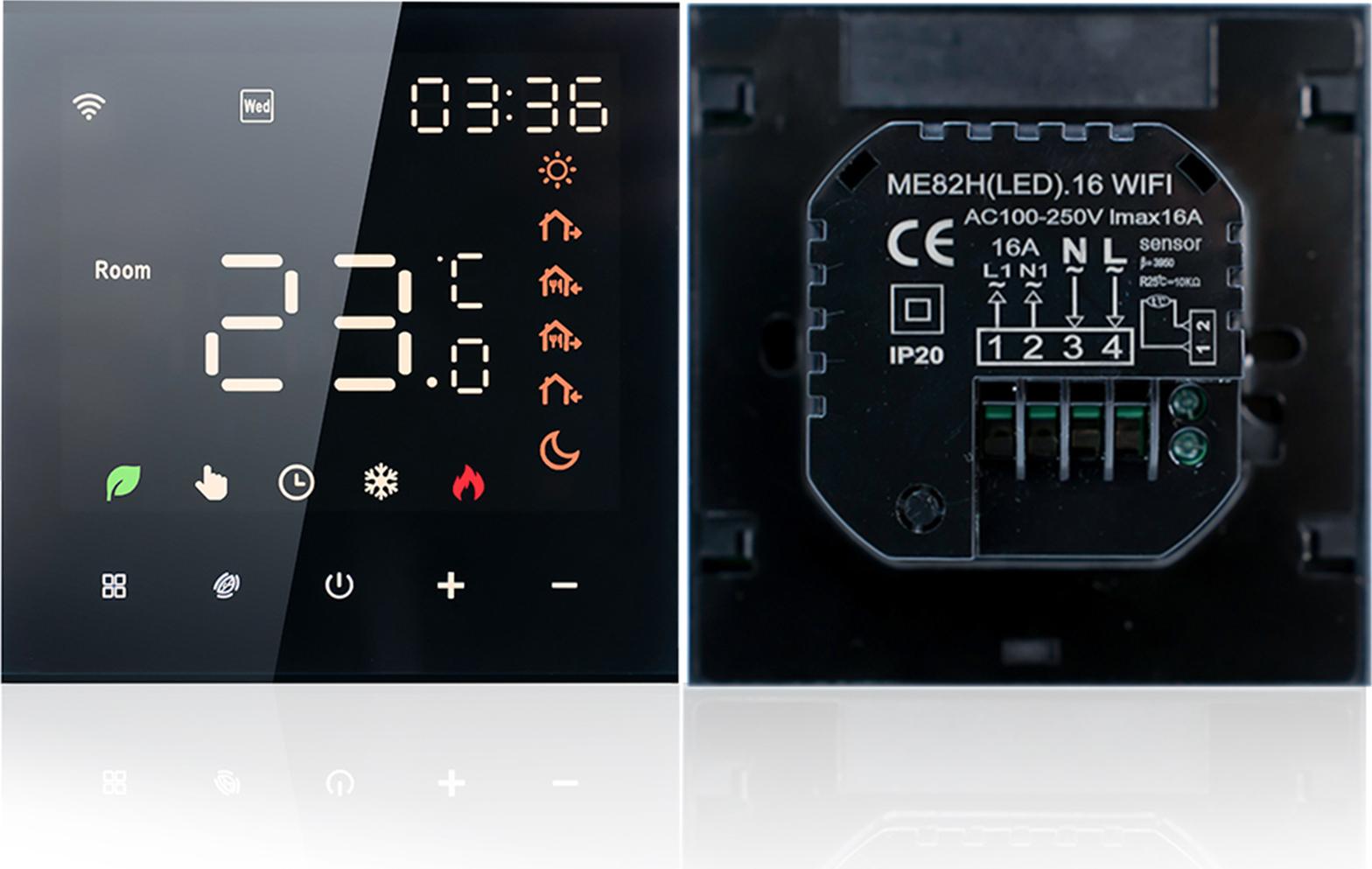 Inteligentný termostat Tuya WiFi Hlasové ovládanie 16A Digitálny programovateľný LCD displej s dotykovou obrazovkou Regulátor teploty podlahového vykurovania Inteligentný nástenný regulátor pre elektrické vykurovanie Kompatibilný s Amazon Home