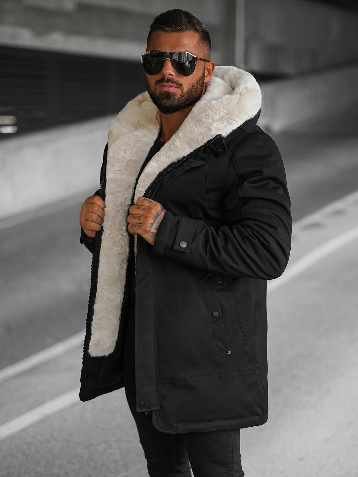 Herren Winterjacke Schwarz OZONEE JS/22M319/392Z XXL/56