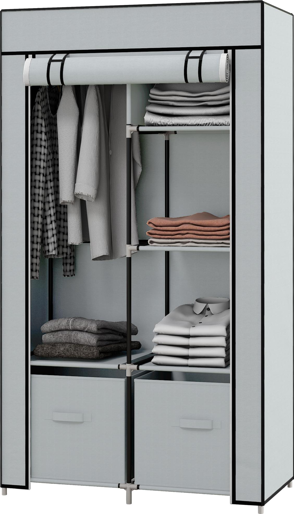 Avylet Kleiderschrank Stoffschrank 1 Kleiderstange. 2 Schubladen. 83 x 42.5 x 162.5 cm. Grau